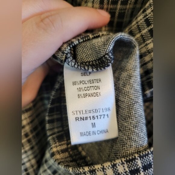 Pink Lily Black Cream Plaid Square Neck Tank Dress - Picture 5 of 6